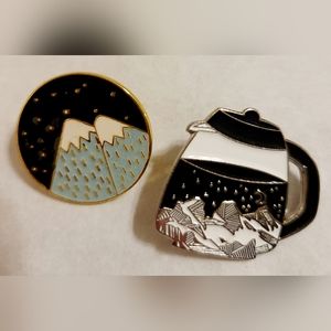 Mountains and Space Kettle Enamel Pins NWOT